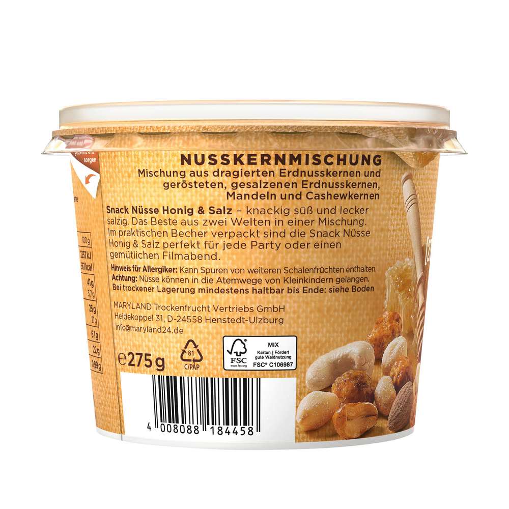 Produktabbildung Maryland Snack-Nüsse Honig & Salz