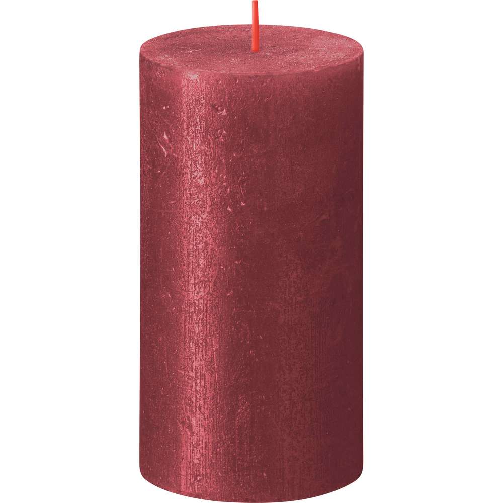 Produktabbildung Bolsius Stumpenkerze Rustik Shimmer, 13x6,8cm, rot