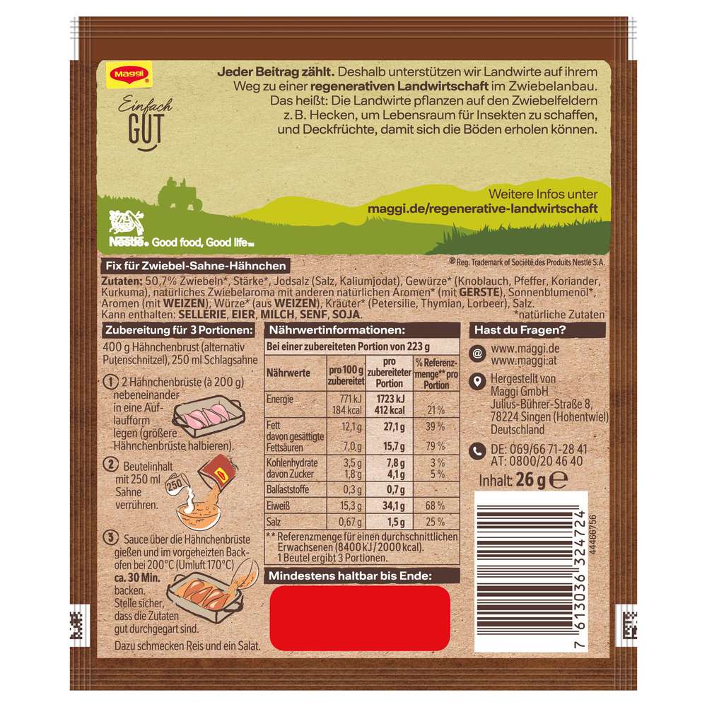 Produktabbildung Maggi Fix Zwiebeln Sahne Hähnchen