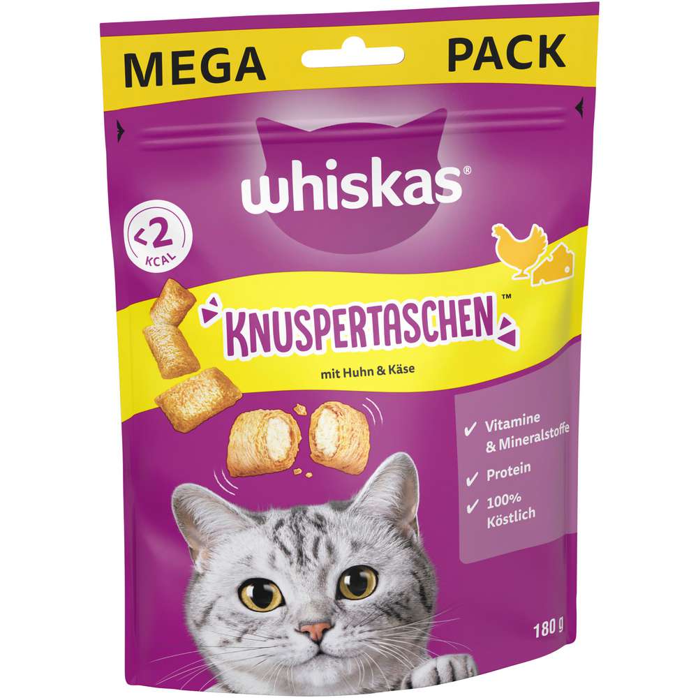 Produktabbildung Whiskas Katzen-Snack Knuspertaschen, Huhn/Käse