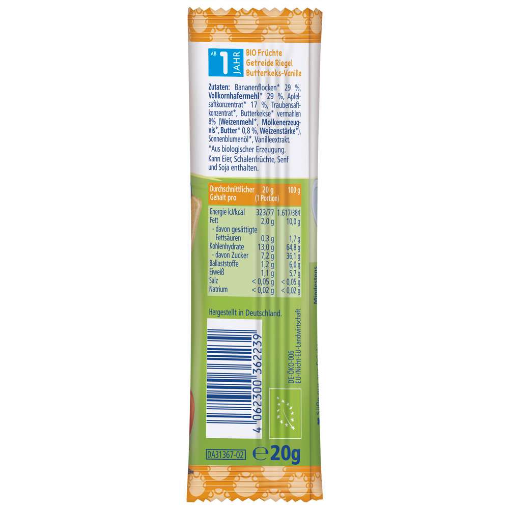 Produktabbildung Hipp Bio Kinder Müsliriegel, Butterkeks/Apfel/Vanille