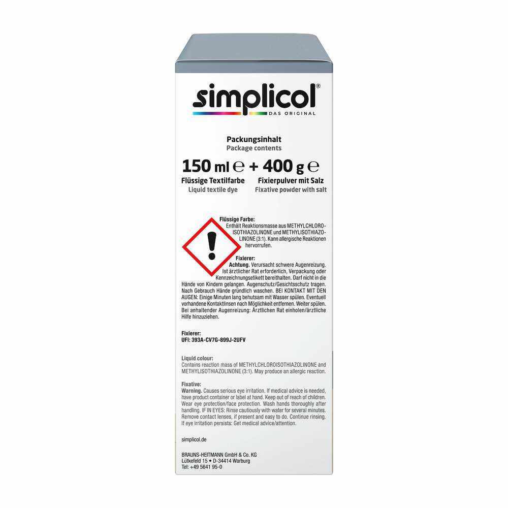 Produktabbildung simplicol Textilfarbe Intensiv, elegant grau