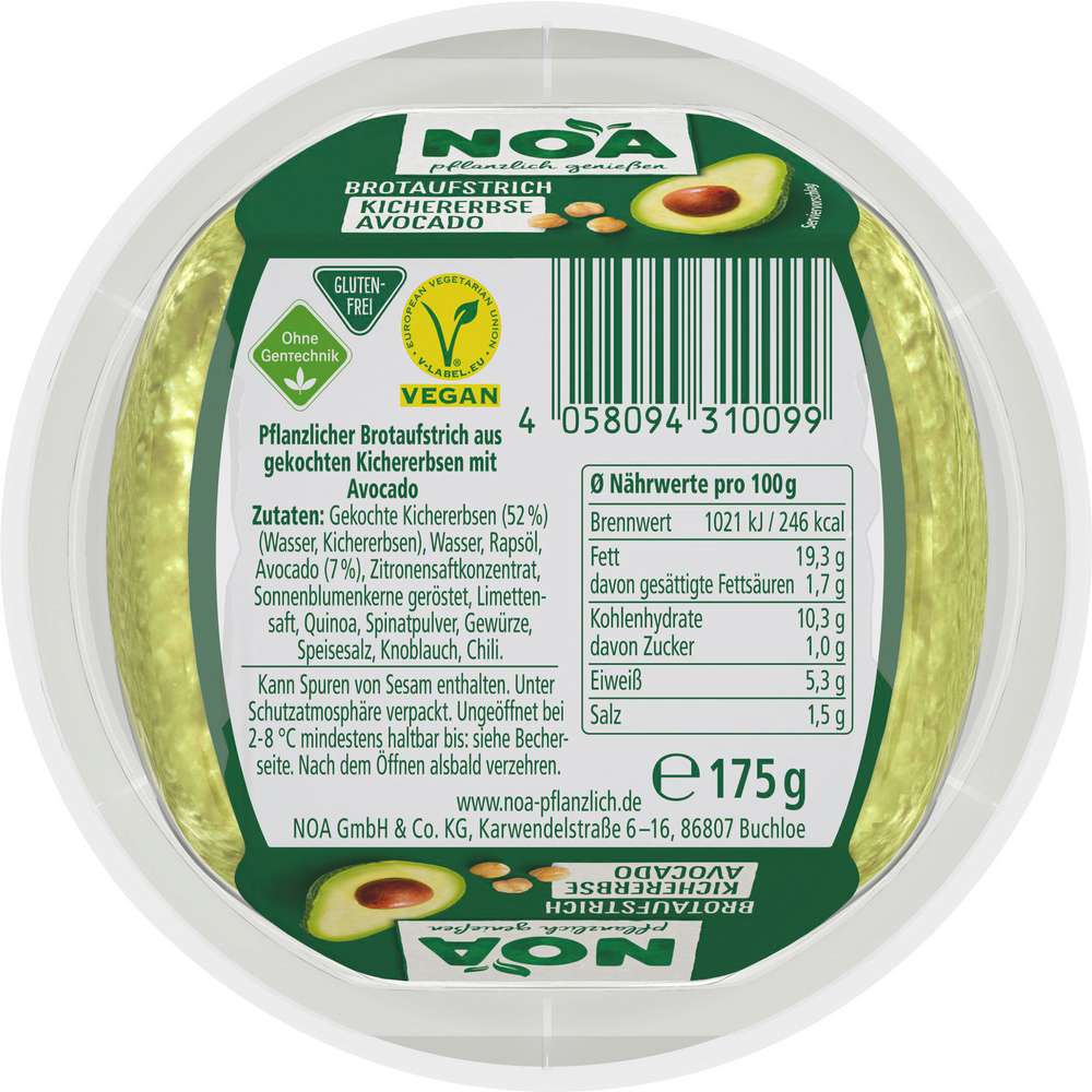Produktabbildung Noa Brotaufstrich, Kichererbsen/Avocado
