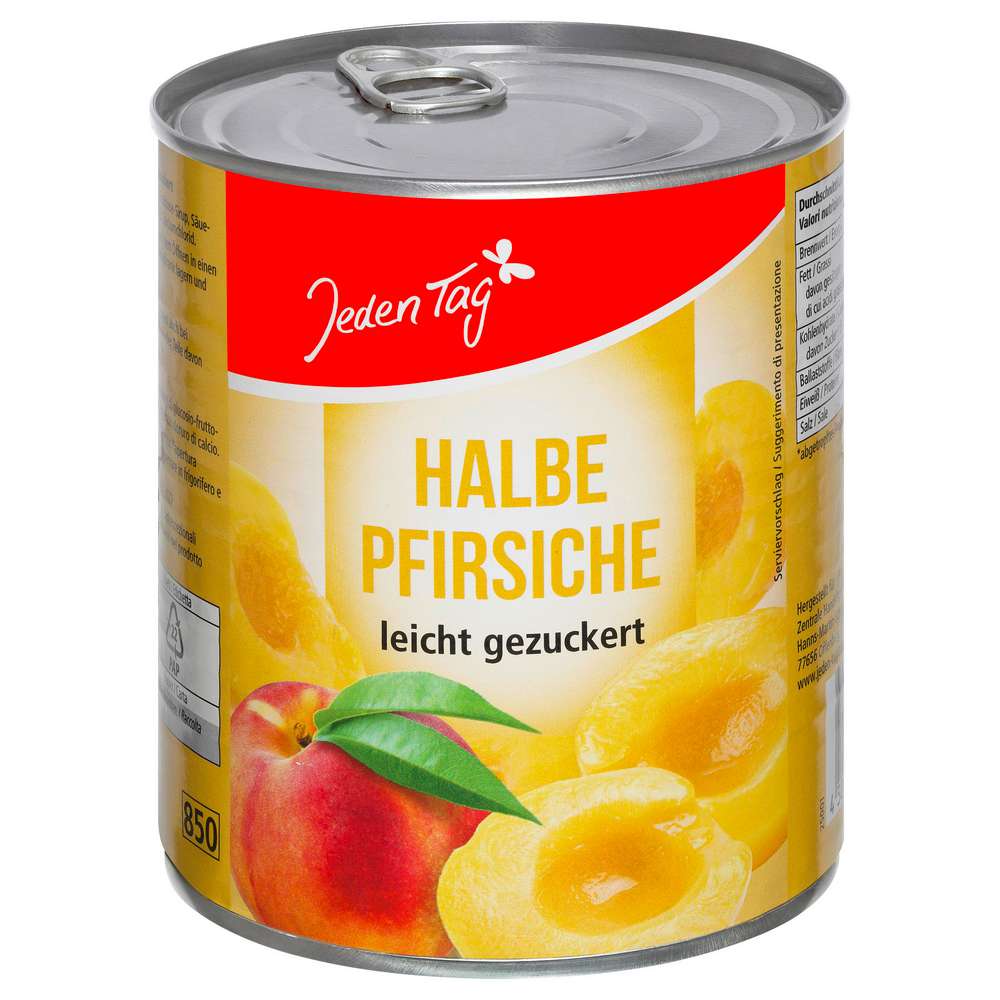 Produktabbildung Jeden Tag Pfirsiche halbe Frucht, gezuckert