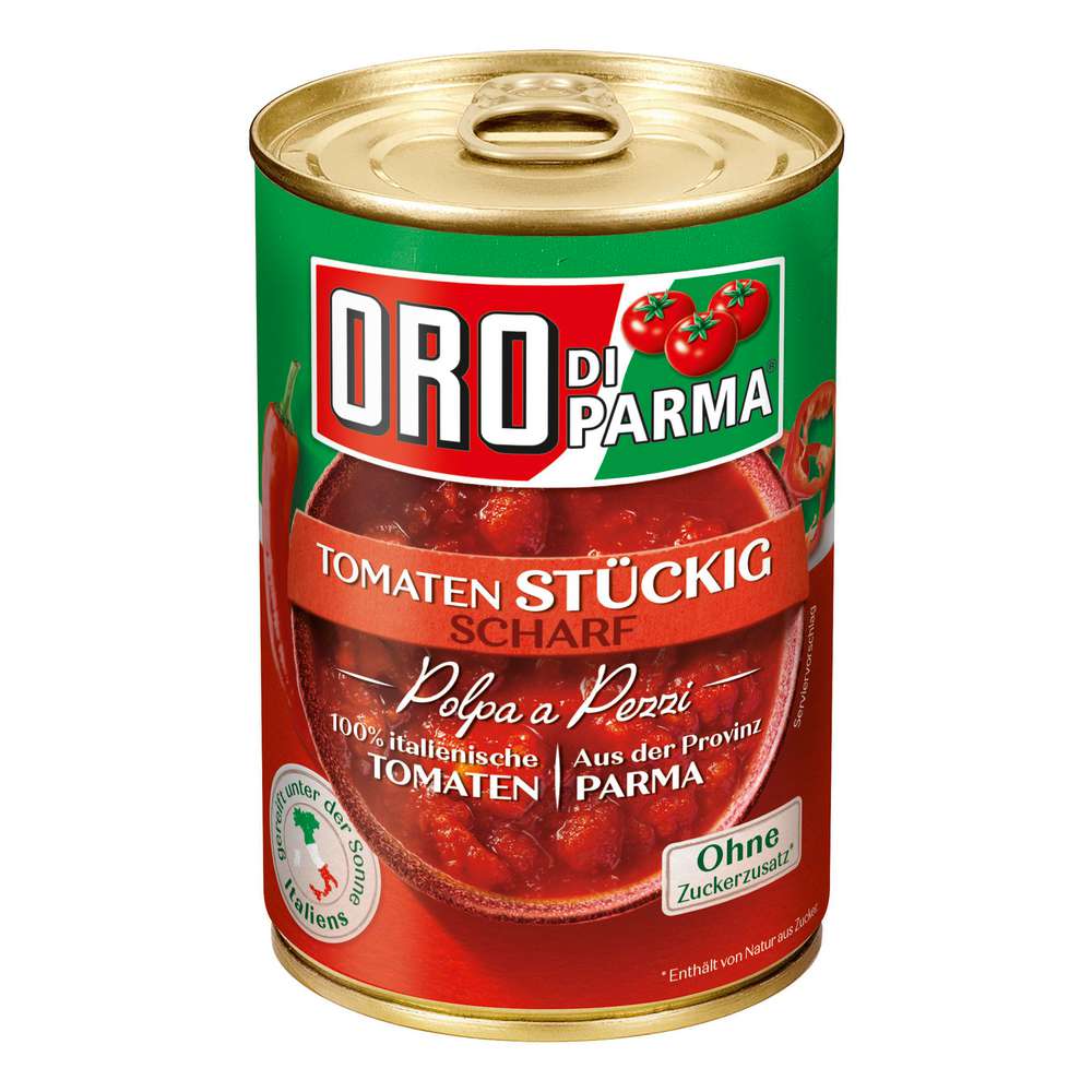 Produktabbildung Oro Di Parma Stückige Tomaten, scharf