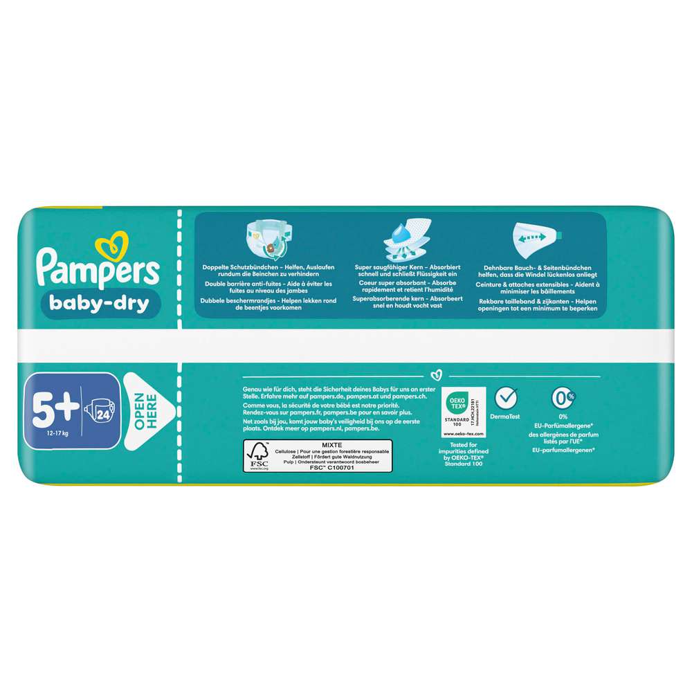 Produktabbildung Pampers Windeln Baby Dry Gr. 5+ Junior Plus 12-17 kg, Big Pack