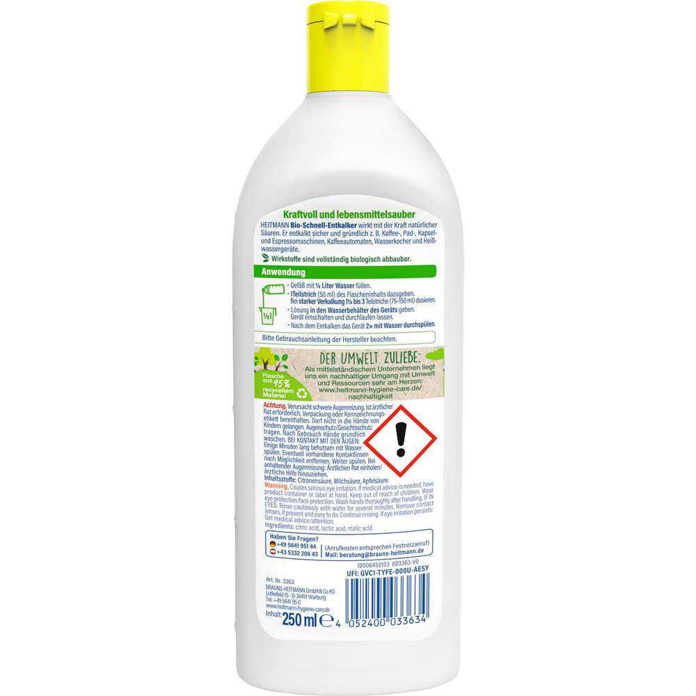 Produktabbildung Heitmann Bio Schnell-Entkalker