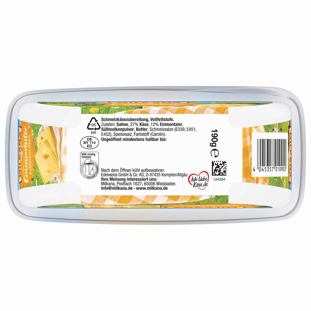 Produktabbildung Milkana Streichkäse Emmentaler