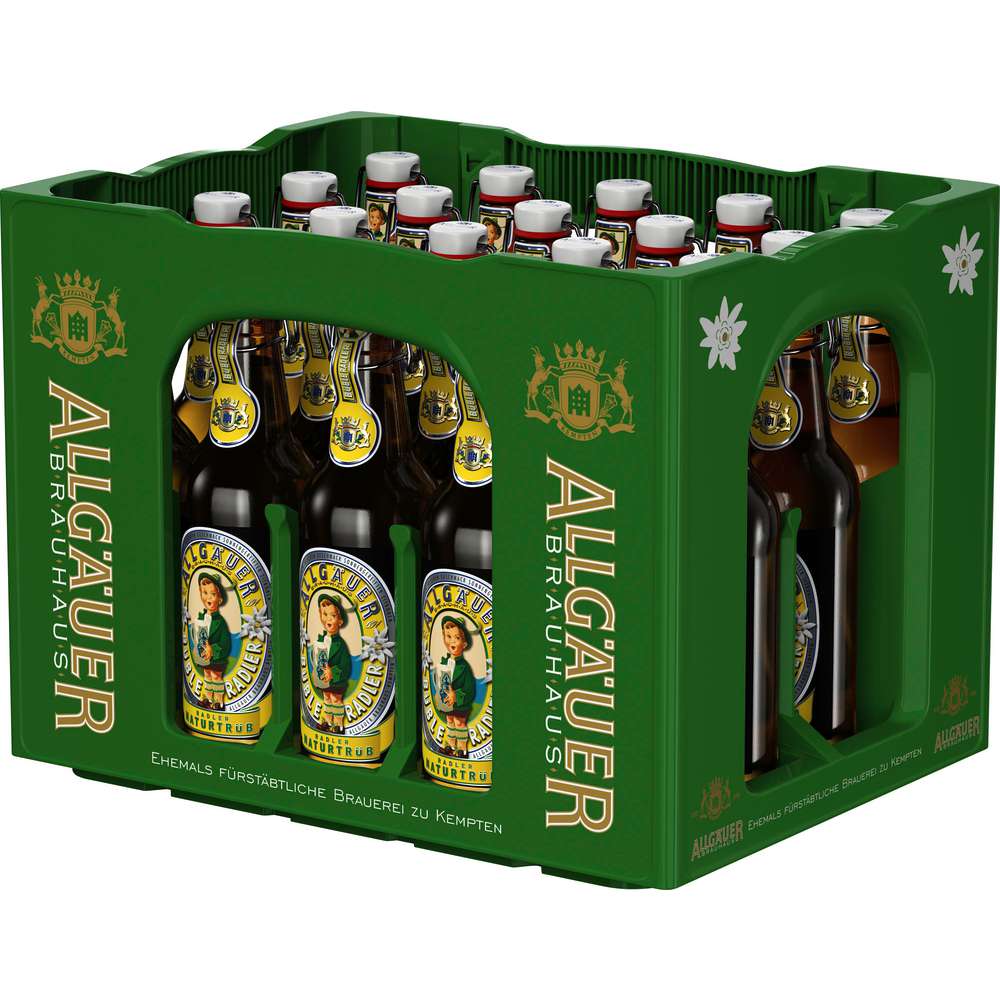 Produktabbildung Allgäuer Büble Biermischgetränk Radler, naturtrüb 2,3 % (20x 0,500 Liter)