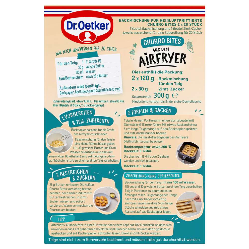Produktabbildung Dr. Oetker Churro Bites Kleine Backideen Airfryer 