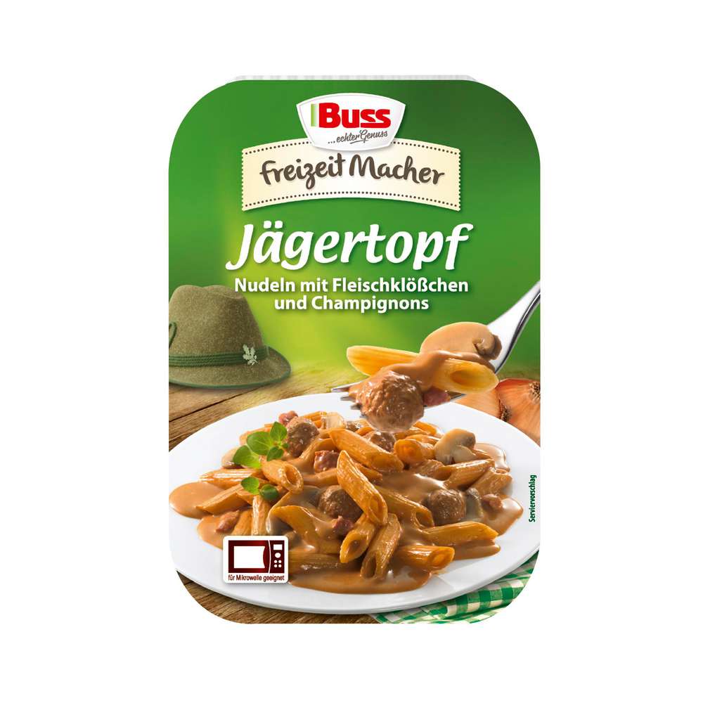 Produktabbildung Buss Jägertopf - Nudeln mit Fleischklößchen & Champignons