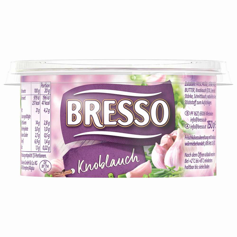 Produktabbildung Bresso Frischkäse, Knoblauch