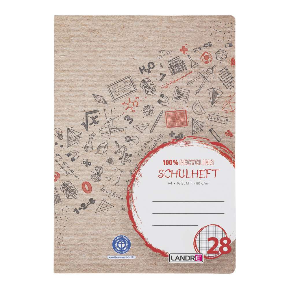 Produktabbildung Landré Heft, A4, Lin 28, 16 Blatt, recycling
