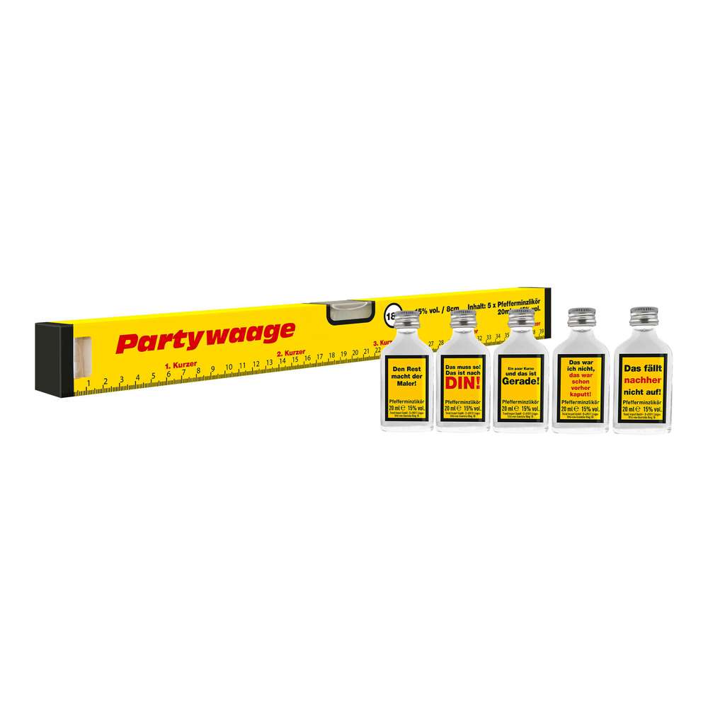 Produktabbildung keine Marke Partywaage, gelb mit 5 x Pfefferminzlikör