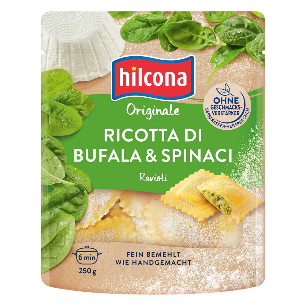 Produktabbildung Hilcona Ravioli, Büffelricotta und Spinat
