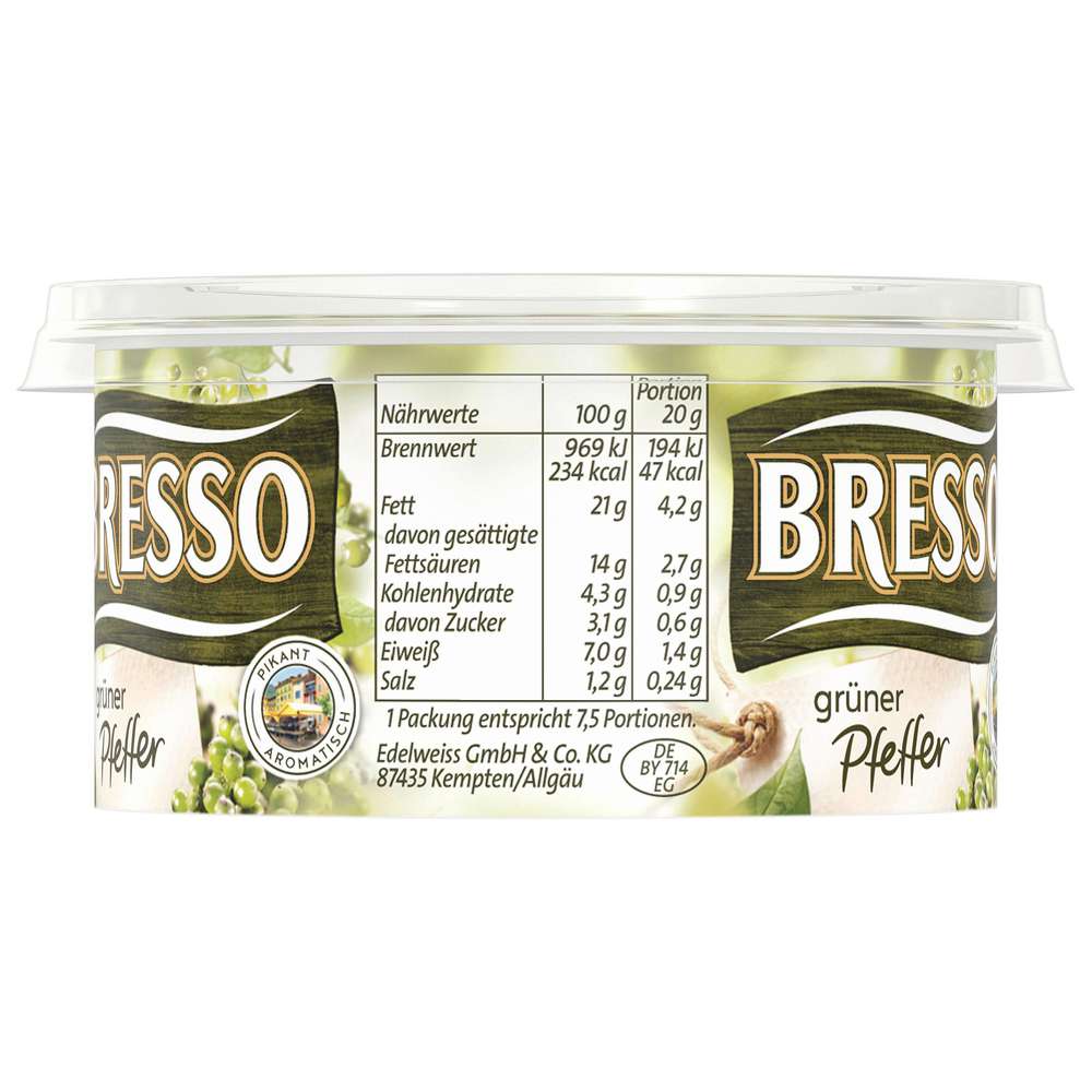 Produktabbildung Bresso Frischkäse, grüner Pfeffer