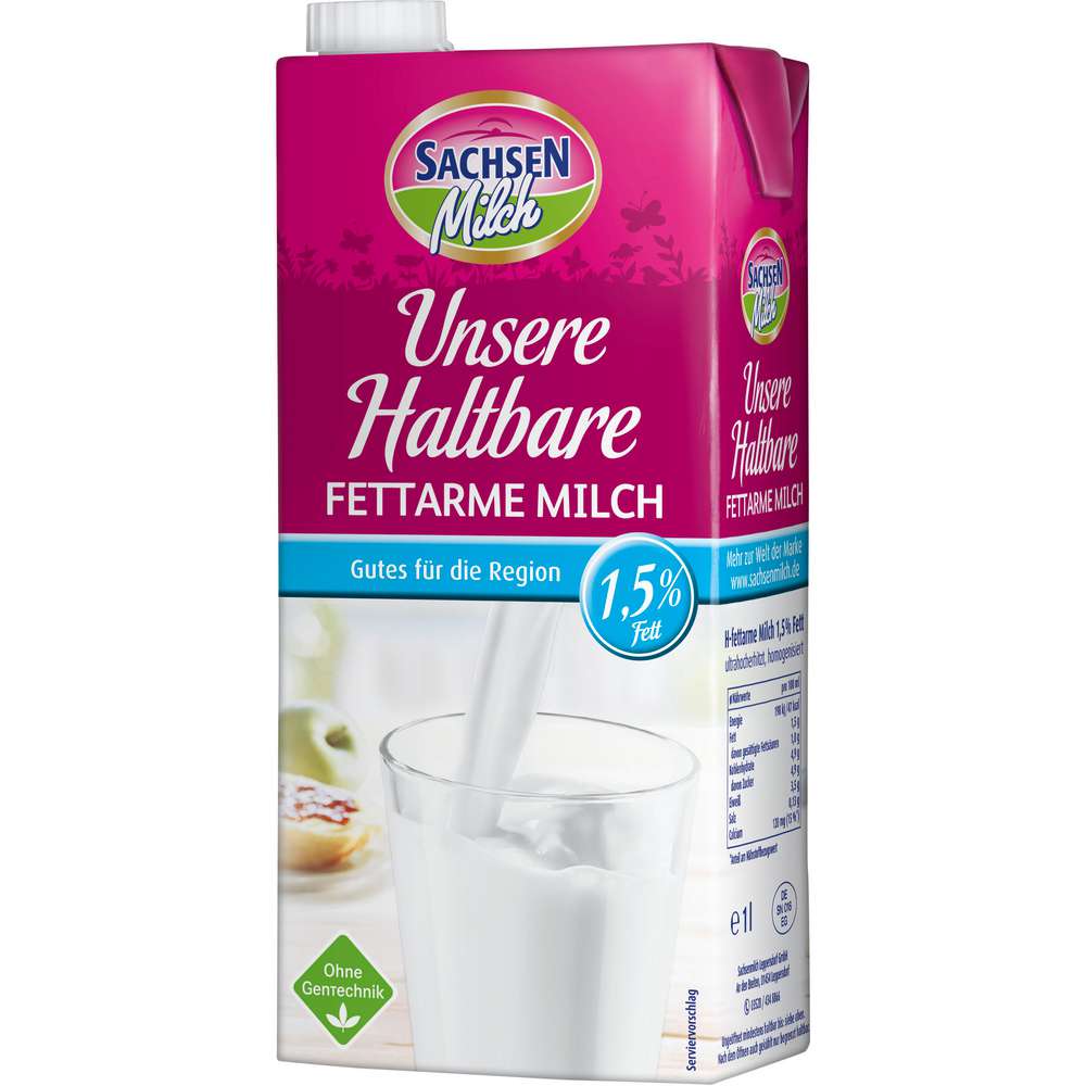Produktabbildung Sachsenmilch Fettarme Milch Unsere Haltbare, 1,5% Fett