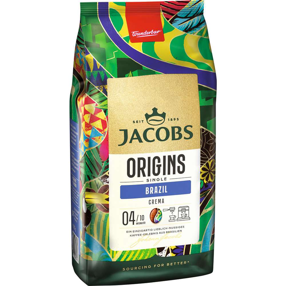 Produktabbildung Jacobs Origins Kaffee Brazil, ganze Bohnen