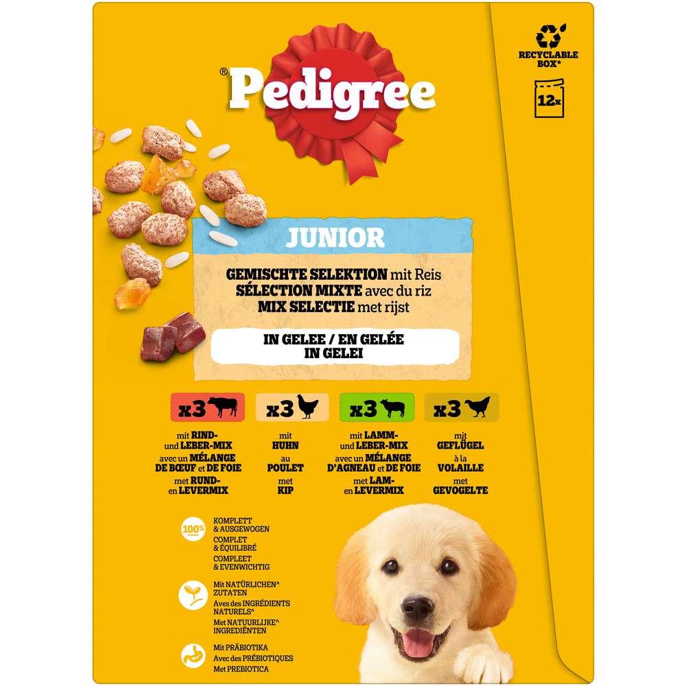 Produktabbildung Pedigree Hunde-Nassfutter Junior, Geflügel/Sauce