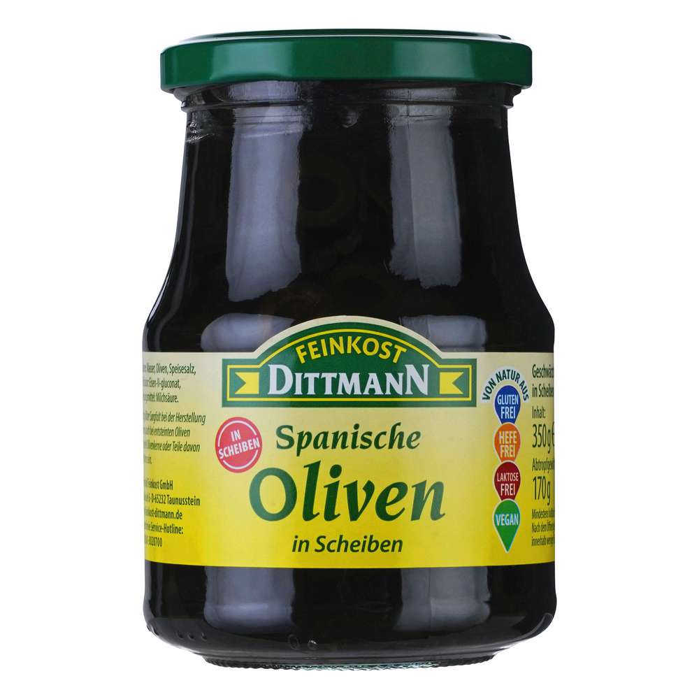 Produktabbildung Feinkost Dittmann Schwarze Oliven in Scheiben
