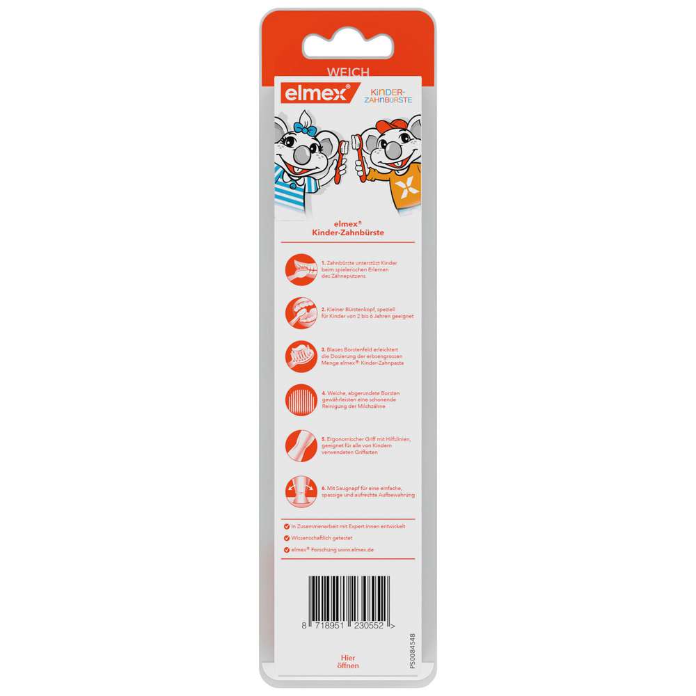 Produktabbildung elmex Kinderzahnbürste weich, 3-6 Jahre - verschiedene Farben
