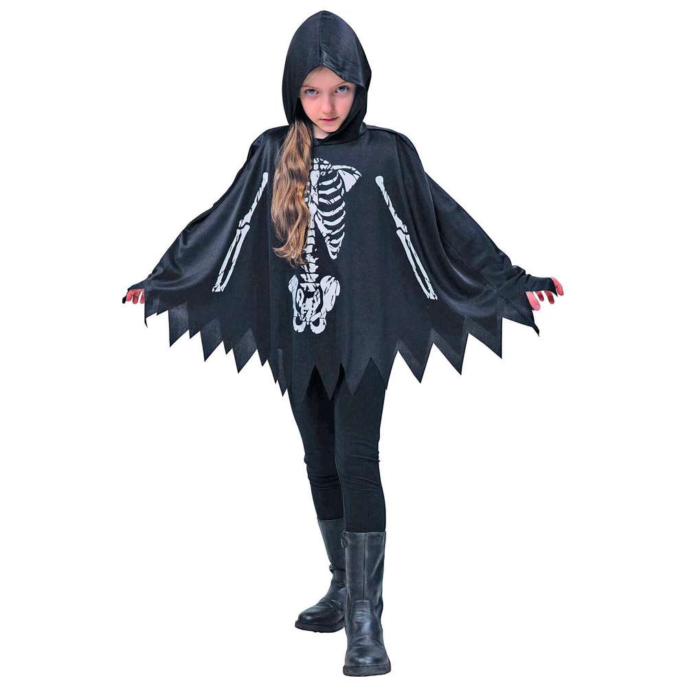 Produktabbildung Party x People Kinder-Kostüm Poncho Skelett, Glowing in the dark