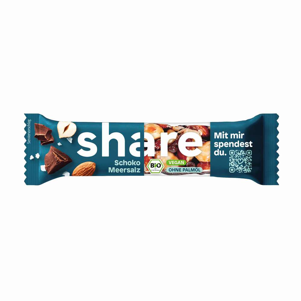 Produktabbildung share Bio Schoko-Meersalz-Riegel, vegan