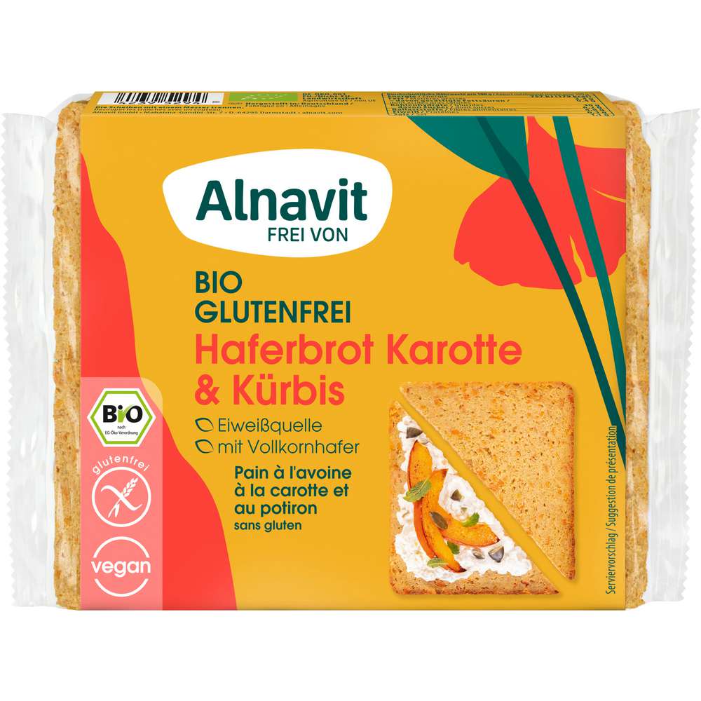 Produktabbildung Alnavit Bio Haferbrot Karotte & Kürbis, glutenfrei