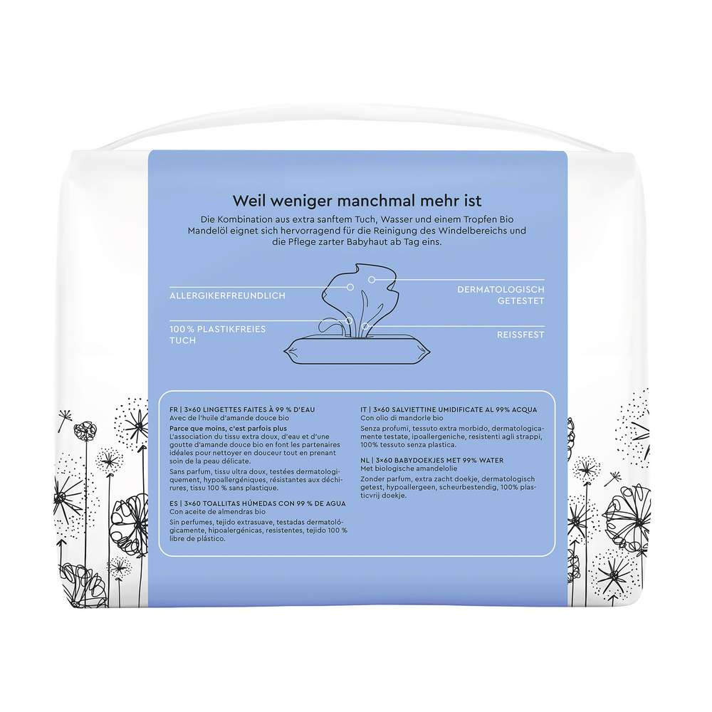 Produktabbildung Lillydoo Feuchttücher 99% Wasser, mit Bio-Mandelöl