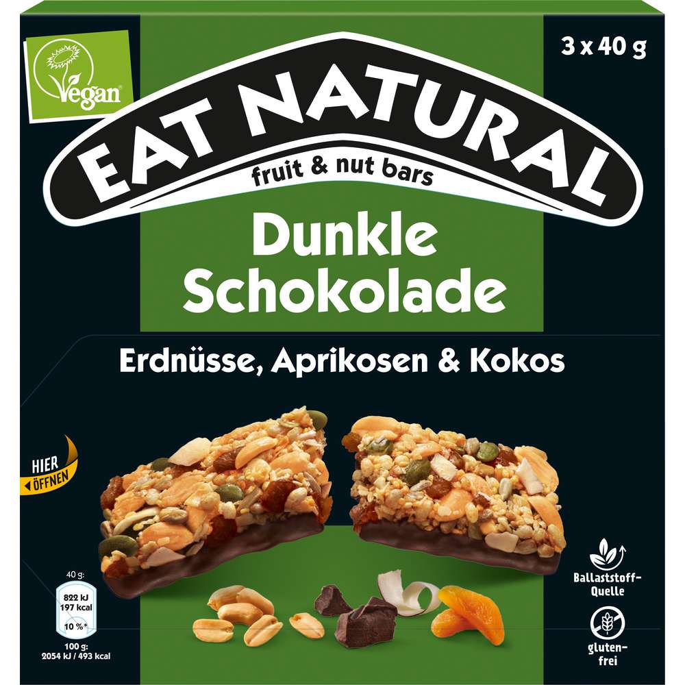 Produktabbildung Eat Natural Müsliriegel Vegan, Erdnüsse/Kokos/dunkle Schokolade