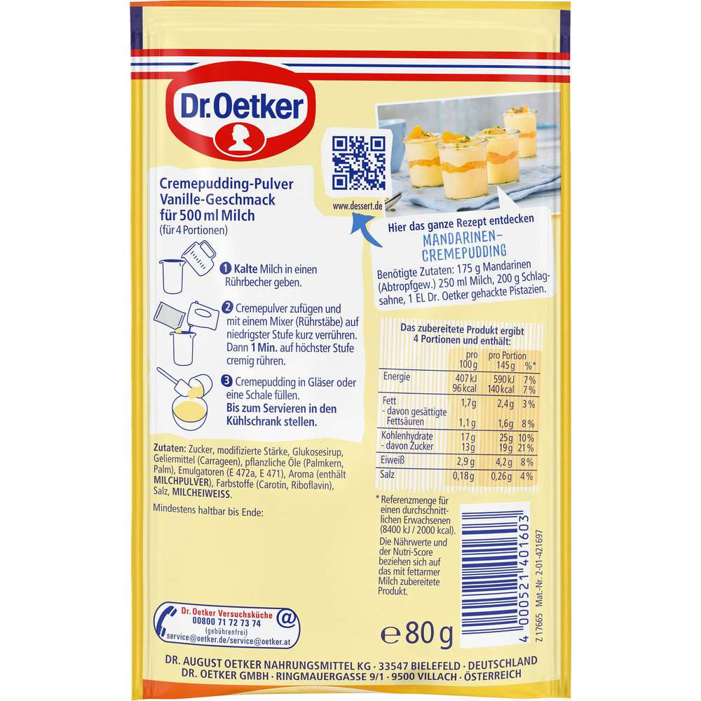 Produktabbildung Dr. Oetker Galetta Vanille-Puddingpulver
