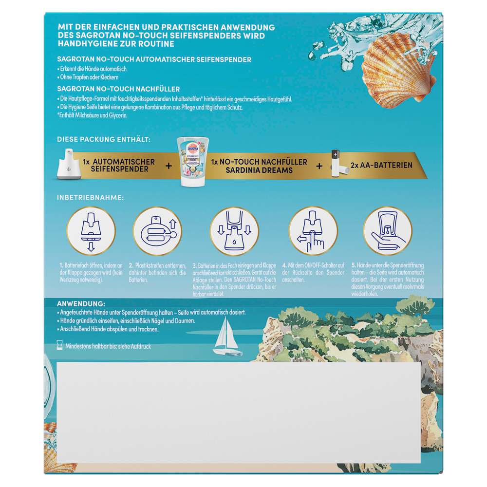 Produktabbildung Sagrotan Starterset Flüssigseife No Touch, Sardinia Dreams