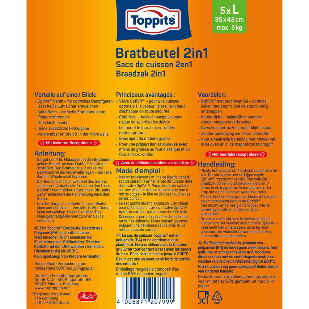 Produktabbildung Toppits Bratbeutel 2in1, Gr. L