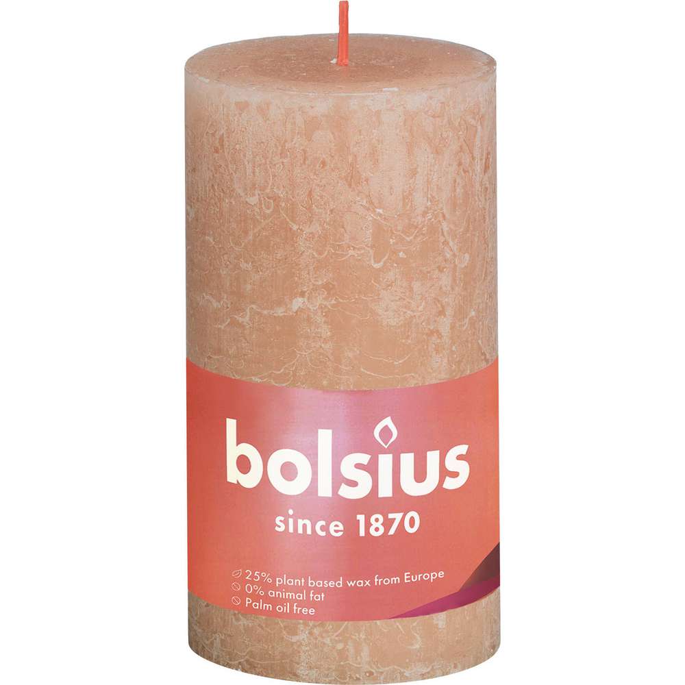 Produktabbildung Bolsius Rustik Kerze 13x6,8cm, nebliges rosa
