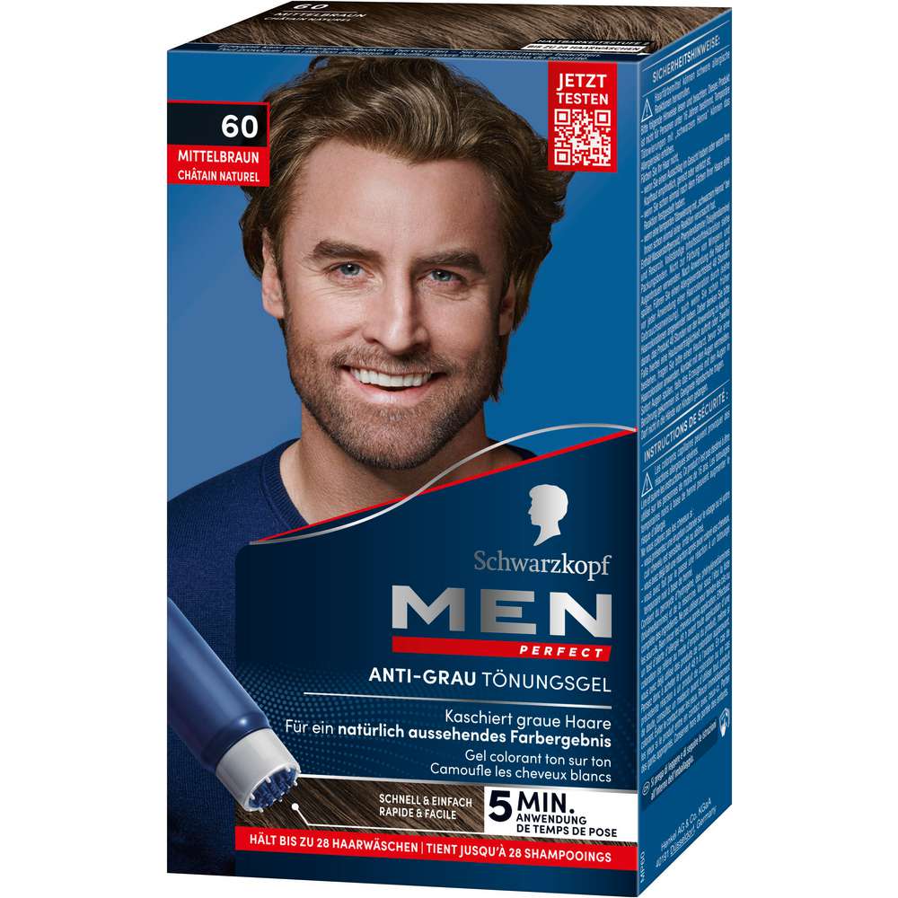 Produktabbildung Schwarzkopf Tönungs-Gel Men Perfect, 60 Natur Mittelbraun