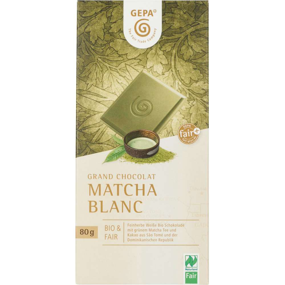 Produktabbildung Gepa Bio Tafelschokolade Grand Chocolate, Matcha Blanc