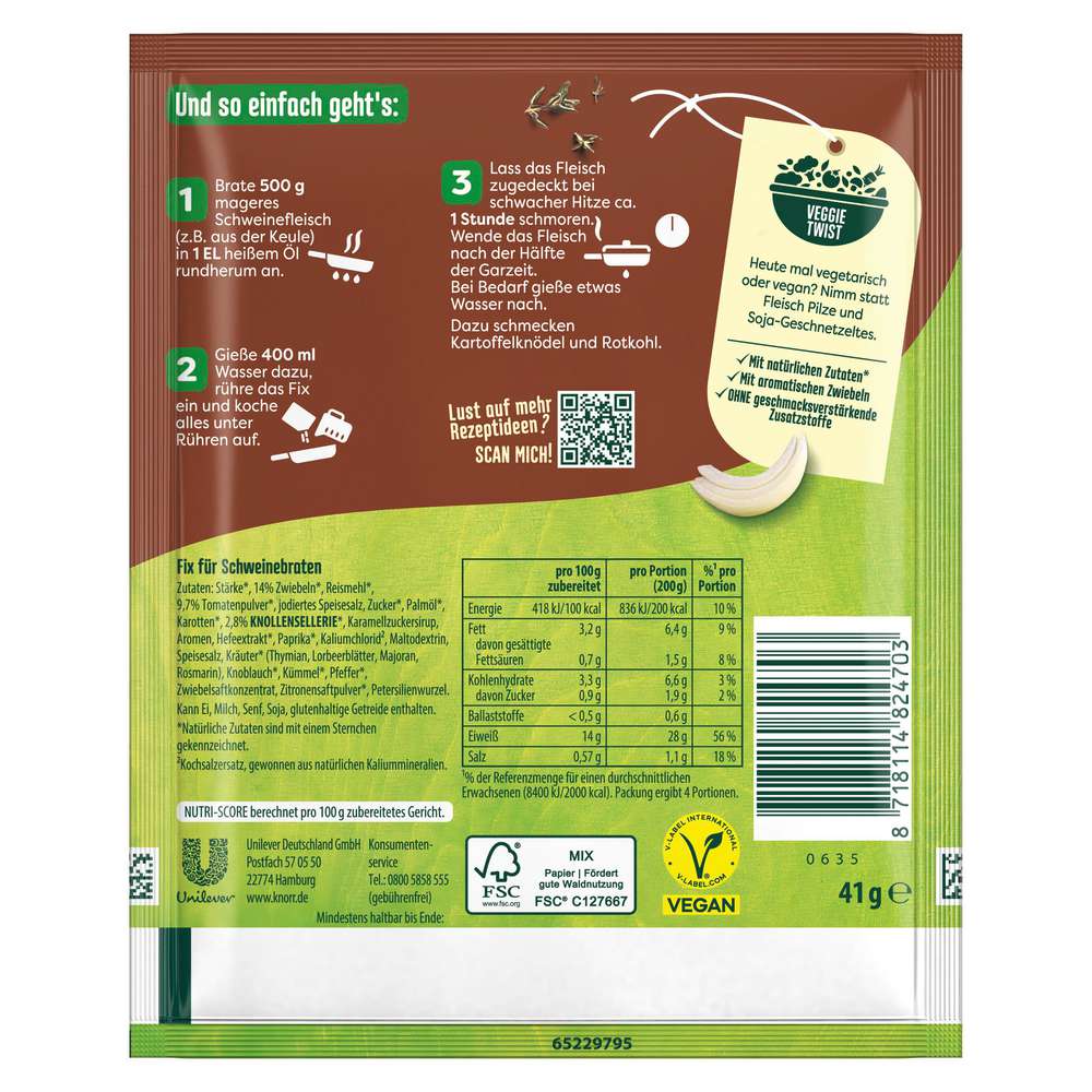 Produktabbildung Knorr Fix Würzmischung Schweinebraten