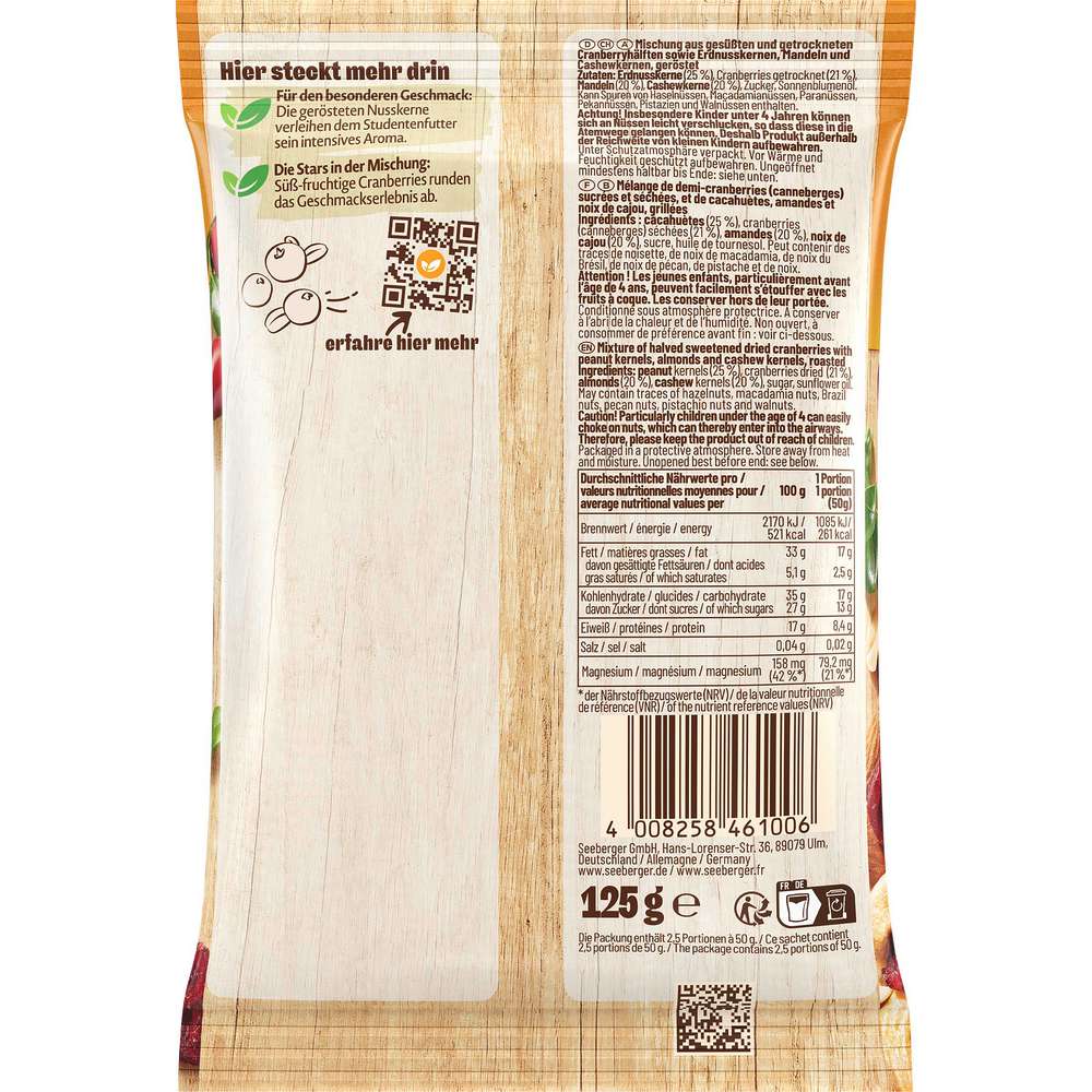 Produktabbildung Seeberger Studentenfutter mit Cranberries