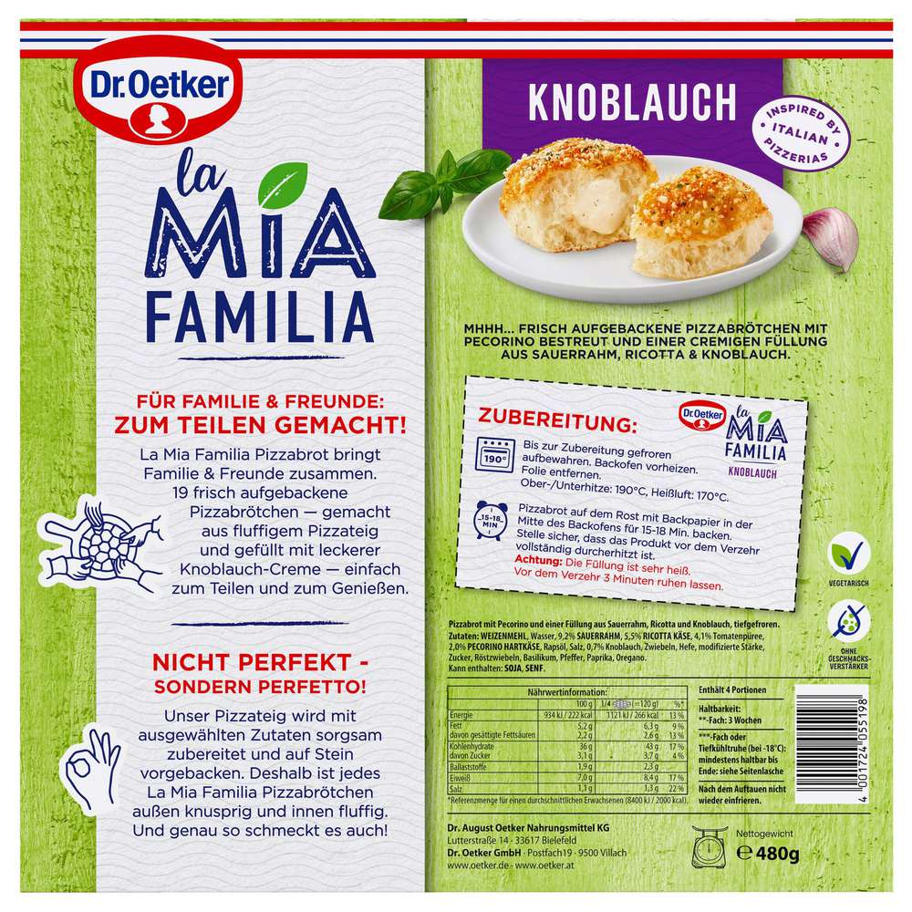 Produktabbildung Dr. Oetker Pizza La Mia Familia Knoblauch, tiefgekühlt