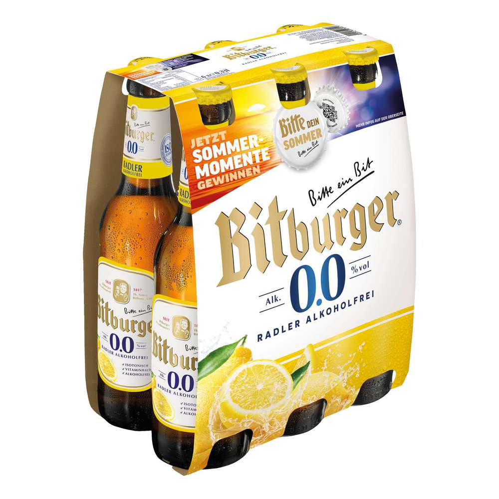 Produktabbildung Bitburger Radler, alkoholfrei (6x 0,330 Liter)
