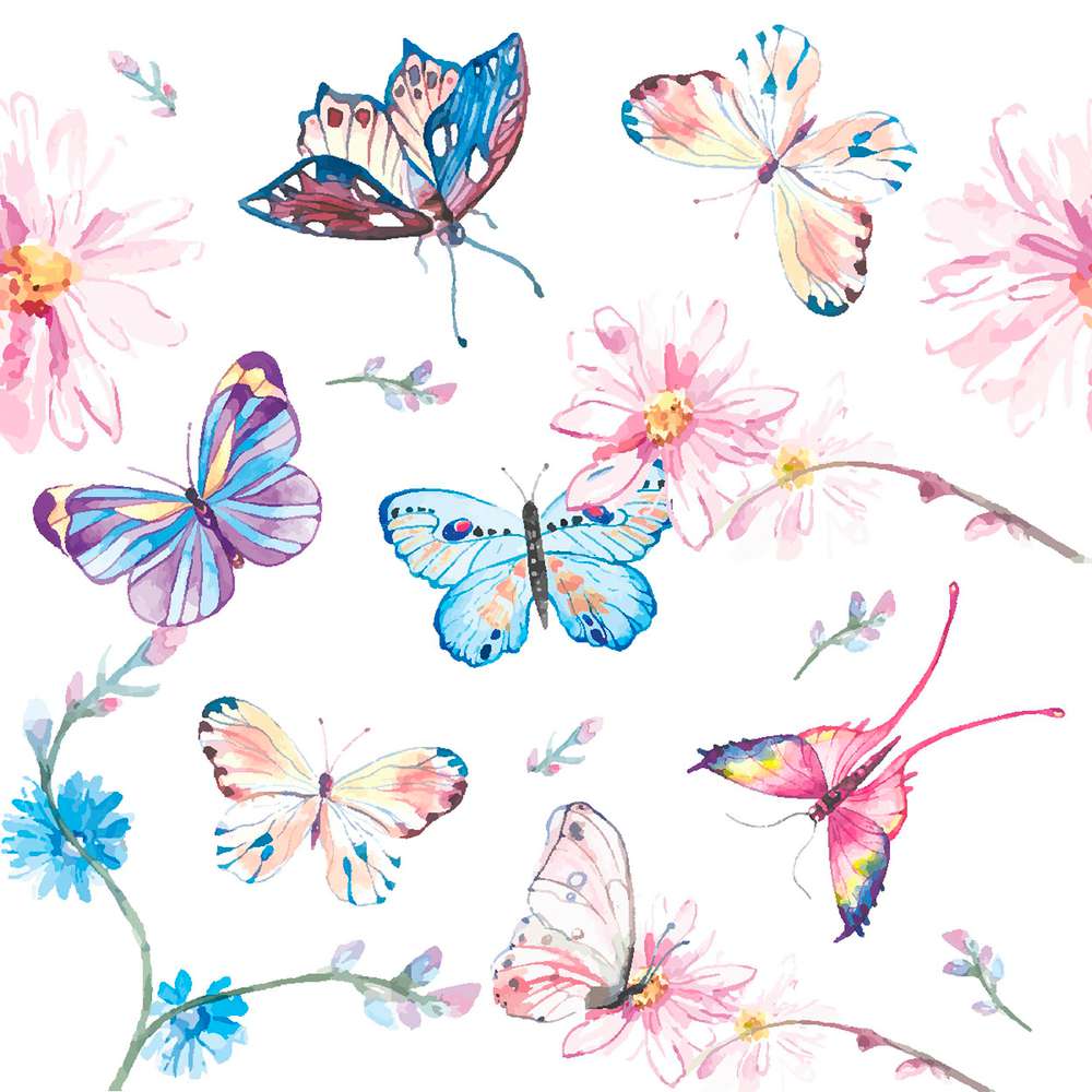 Produktabbildung Duni Bio Tissue-Servietten Butterflies, 24 x 24 cm, 3-lagig