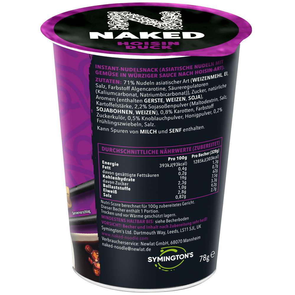 Produktabbildung Naked Nudeln Cantonese, Hoisin Duck