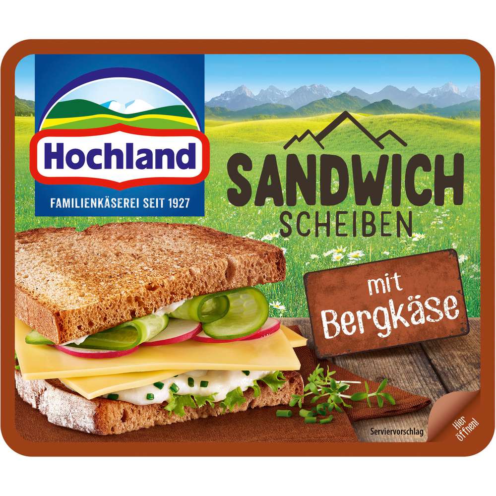 Produktabbildung Hochland Sandwich-Scheiben, Bergkäse
