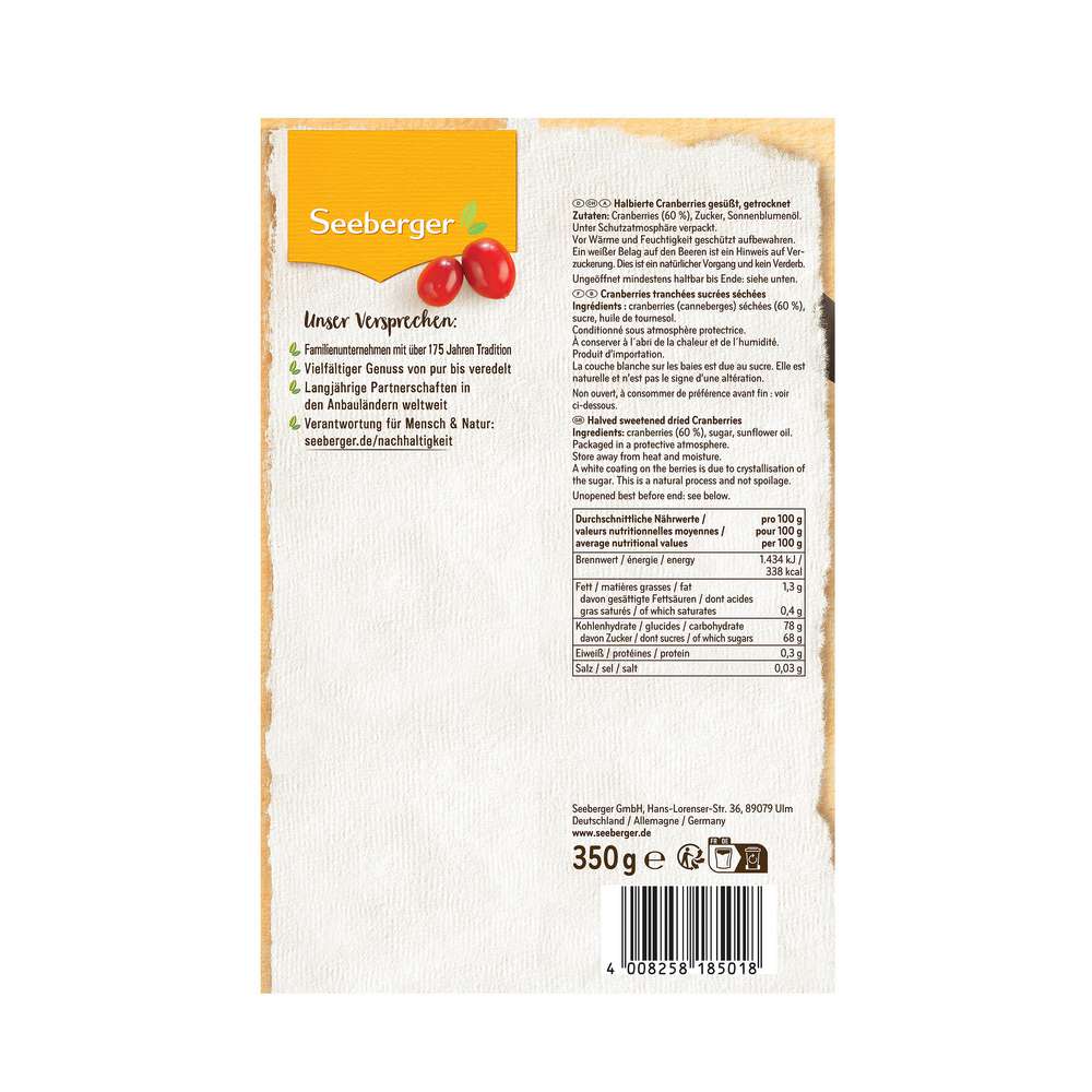 Produktabbildung Seeberger Cranberries, getrocknet