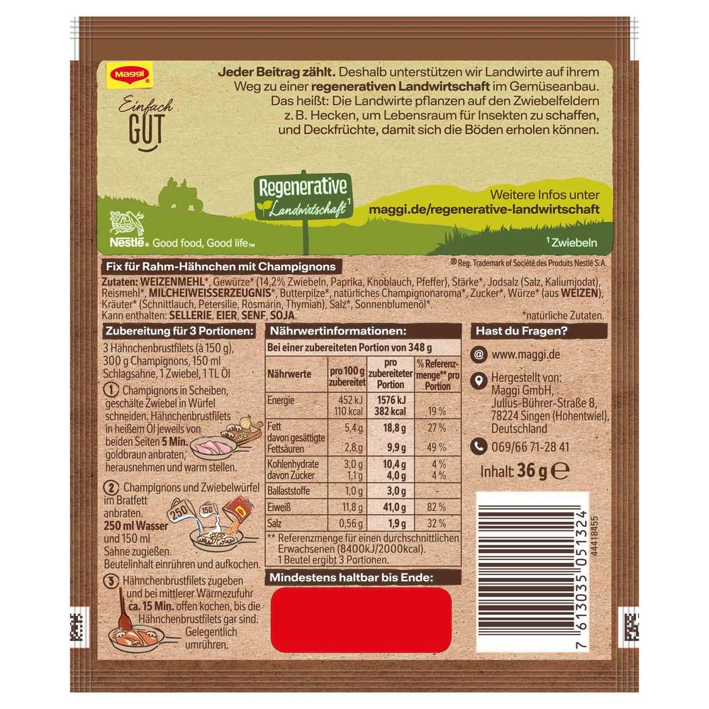 Produktabbildung Maggi Fix Champignon-Rahm Hähnchen