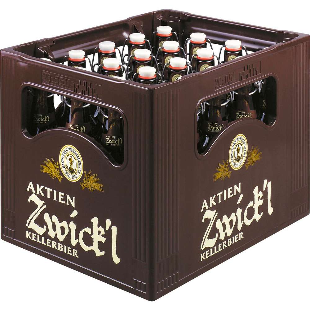 Produktabbildung Bayreuther Bierbrauerei Kellerbier Aktien Zwickl, 5,3% (20x 0,500 Liter)