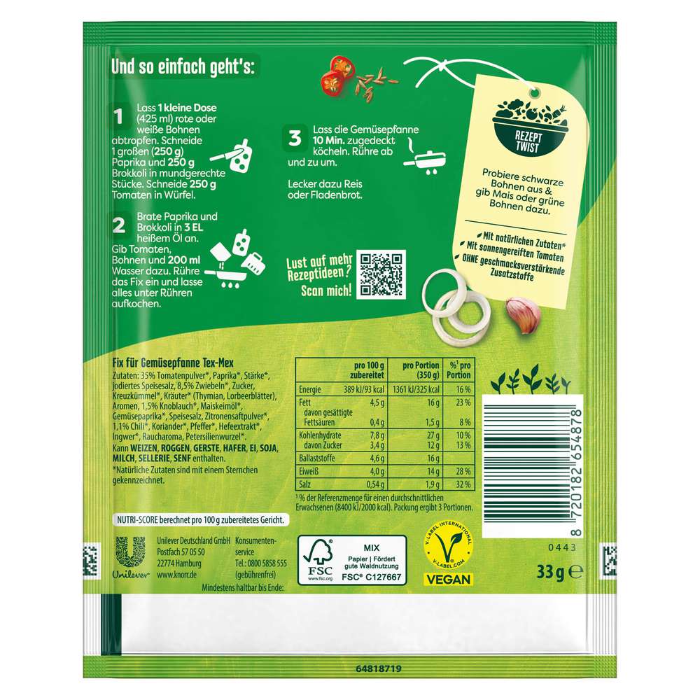 Produktabbildung Knorr Fix Gemüsepfanne Tex-Mex