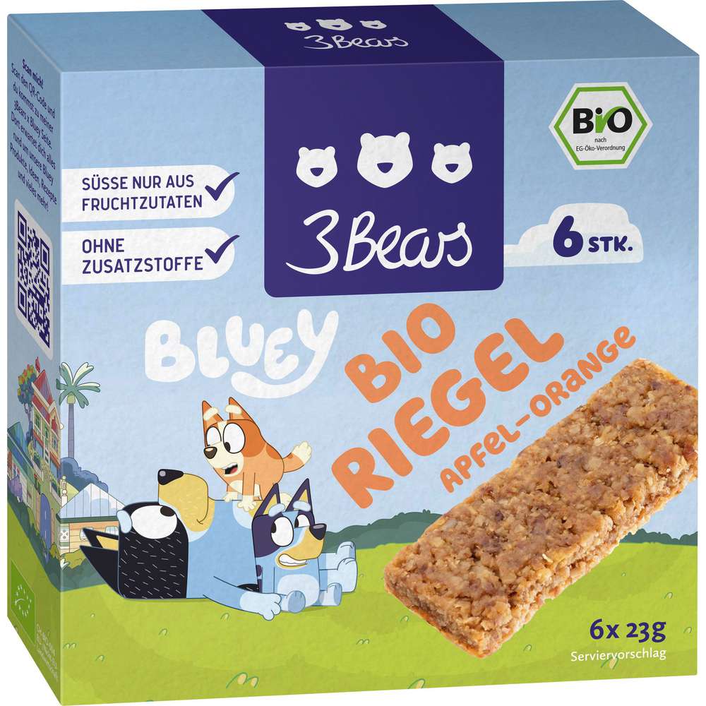 Produktabbildung 3Bears Bluey Bio Apfel-Orange Riegel