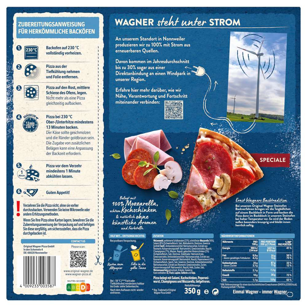 Produktabbildung Wagner Steinofen Pizza Speciale, tiefgekühlt