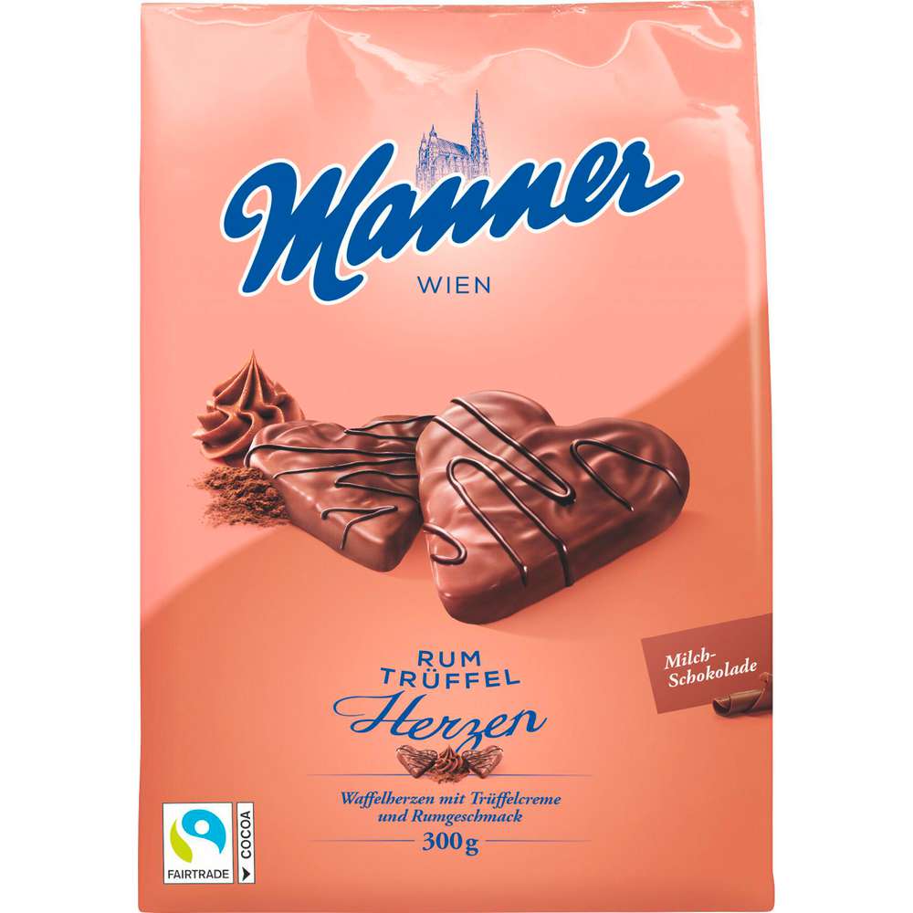 Produktabbildung Manner Waffelherzen mit Rum-Trüffelcreme